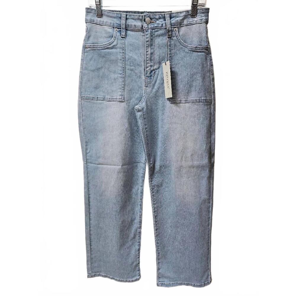 NEW JUST USA women's utility pocket relaxed jean in light denim